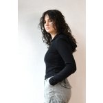Dámská termo mikina croptop černý s kapucí ThermoBlack